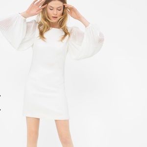 New - CHIFFON SLEEVE WHITE SHIFT DRESS -TSA
